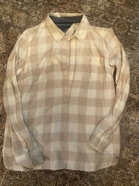 Tommy Hilfiger Beige and Cream Plaid Button-Down Shirt